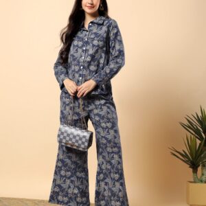 Solid Color Shirt & Pant Co-ord Set