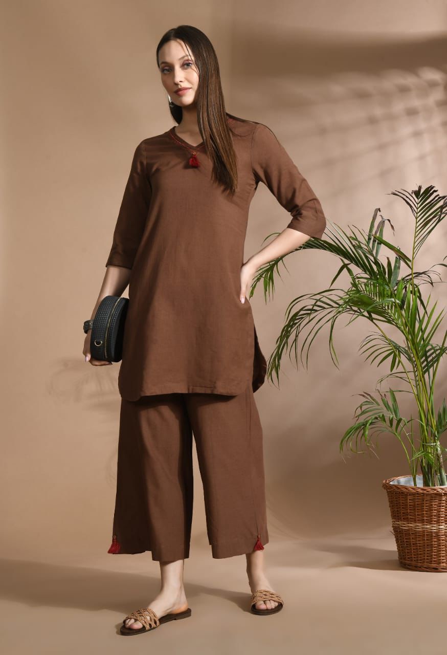 Classic Straight Kurta Set with Comfortable Wide Pants