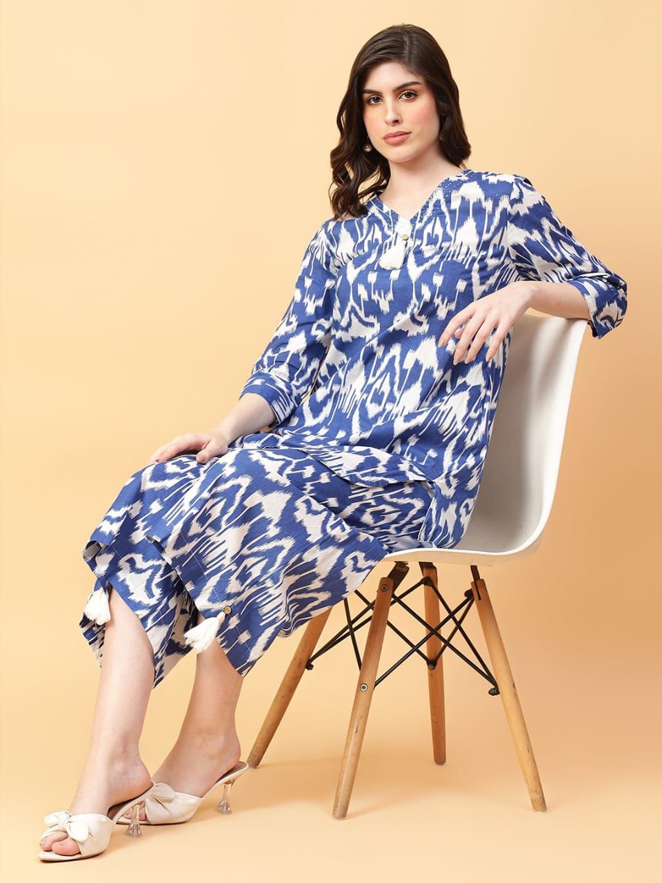 Printed Kurta Co-ord Set with Wide Pants