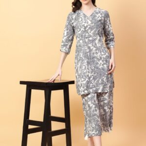 Printed Ethnic Co-ord Set with Kurta Style Top and Palazzo Pants