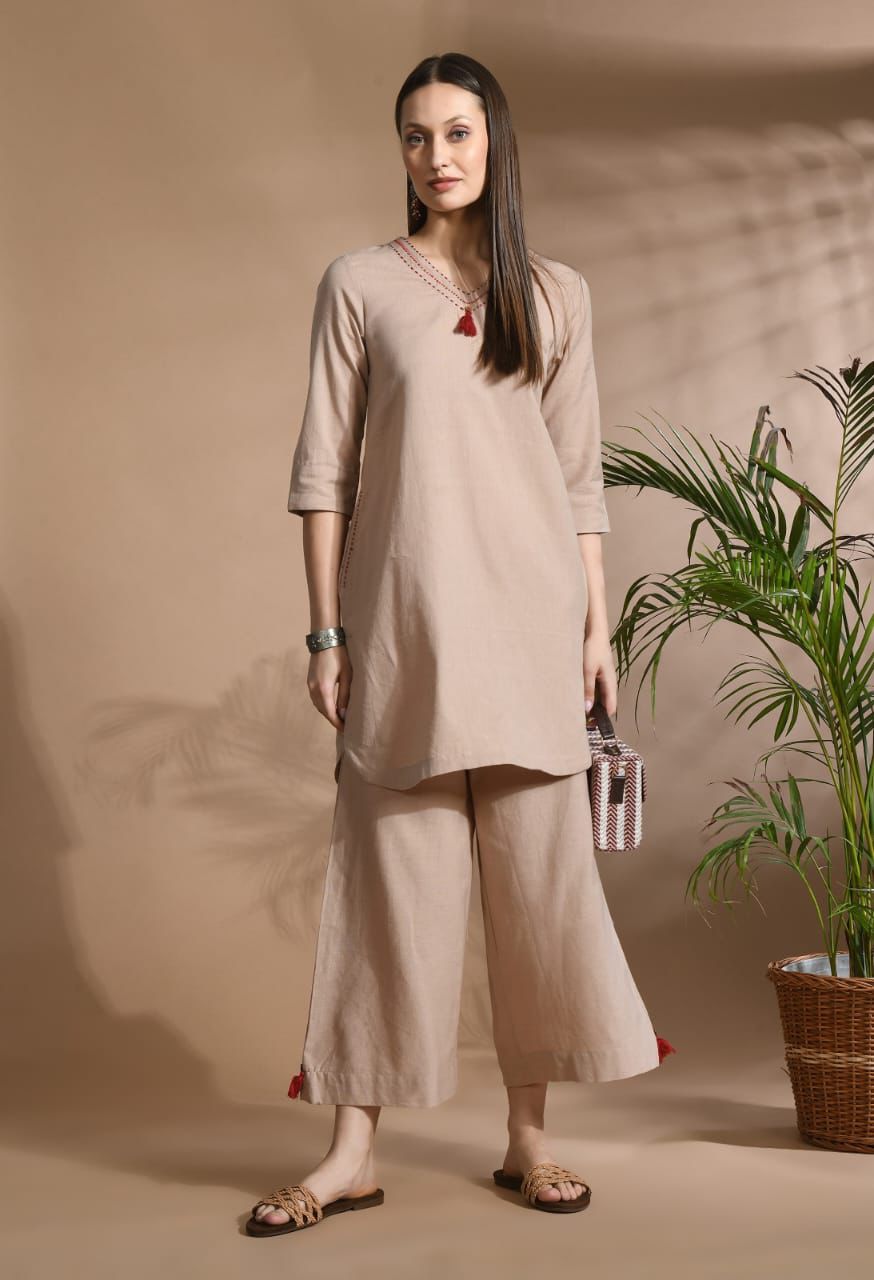 Minimal Kurta Co-ord Set with Relaxed Pants