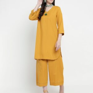 Solid Ethnic Kurta Palazzo Co-Ord Set