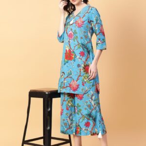 Floral Printed Kurta Palazzo Co-Ord Set