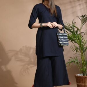 V-Neck Tassel Kurta Pant Set
