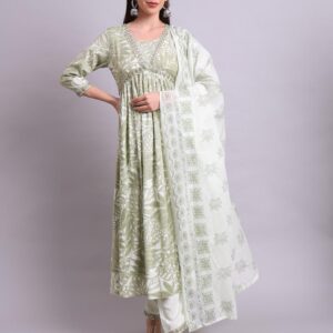 Chic Printed Kurta Pant Set with Designer Dupatta