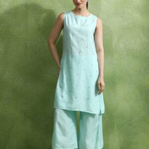 Contemporary Embroidered Sleeveless Kurta Set