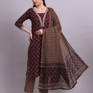 Ethnic Print Kurta Set with Dupatta