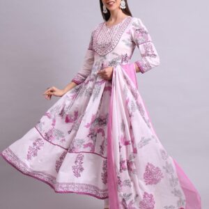 Graceful Floral Anarkali Set with Dupatta