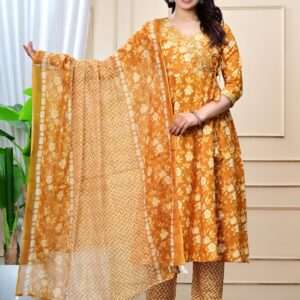 Floral Wrap Style Kurta Set with Dupatta