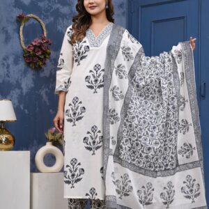 Classic Floral Kurta Set with Dupatta