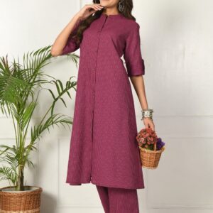 Stylish Button-Detail Kurta & Trouser Set