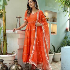 Graceful Tiered Anarkali Kurta Set with Dupatta