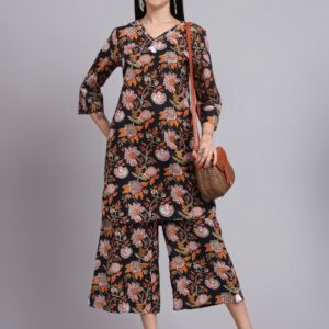 Contemporary Floral Kurta & Culotte Set