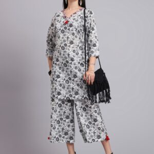 Stylish Printed Kurta & Culotte Ensemble