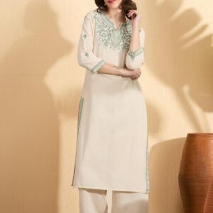 Premium Ivory Embroidered Kurta & Co-ord Set