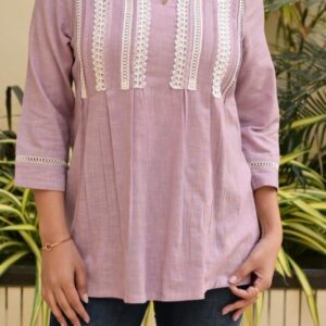 Front Lace Design Casual Kurti Top