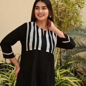 Elegant Lace Panel Kurti Top