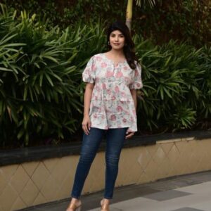 Floral Print Casual Peplum Top