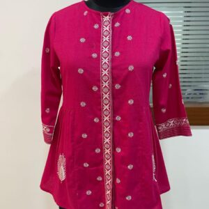 Embroidered Front Panel Peplum Kurti Top