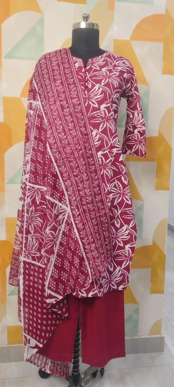 Traditional Floral Kurta Set with Dupatta