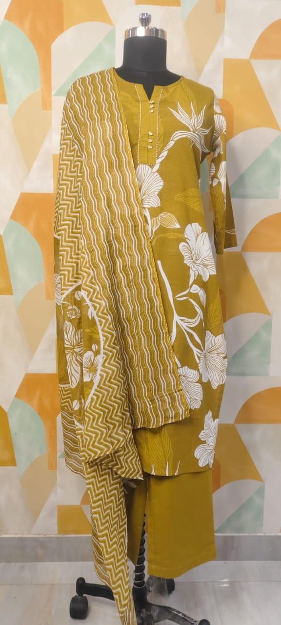 Traditional Printed Kurta Pant Set with Dupatta