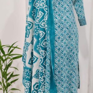 Geometric Print Kurta Pant Set with Dupatta