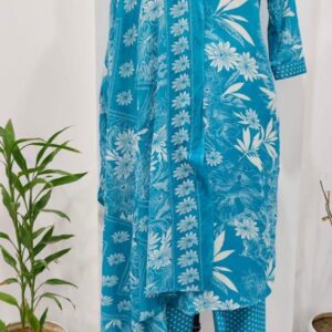 Floral Printed Kurta Pant Set with Elegant Dupatta