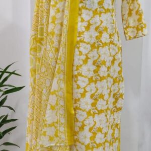 Sunshine Floral Printed Kurta Pant Set with Dupatta