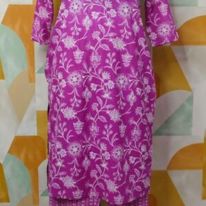Magenta Floral Printed Kurta Pant Set