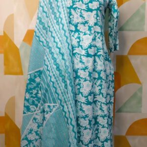 Elegant Botanical Printed Kurta Pant Set with Dupatta