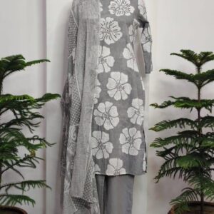 Elegant Floral Kurta Pant Set with Printed Dupatta